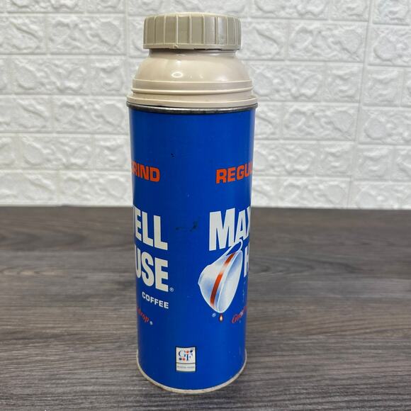 VTG Maxwell House Coffee Thermos Blue White Advertising King Seeley Insulated 9" - Picture 2 of 5